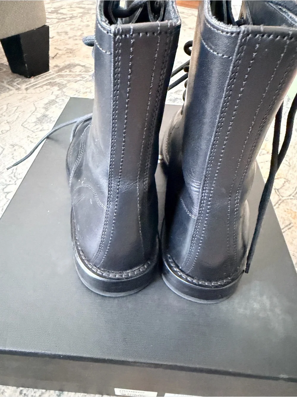 Saint Laurent Black Leather Lace-Up Military Boots - Picture 3 of 9